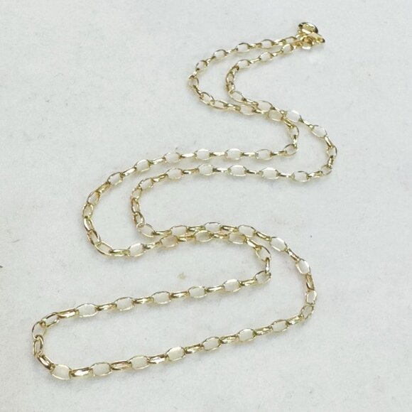 Solid 10K Yellow Gold 2.5mm Rolo Link Chain Necklace 17’’ - Picture 1 of 4